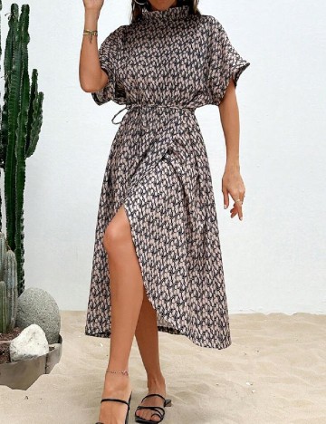 Rochie medie SHEIN, crem/negru