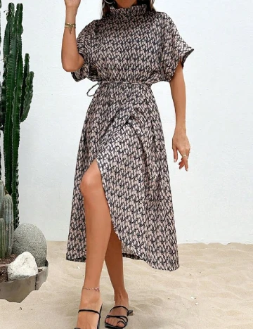 Rochie medie SHEIN, crem/negru