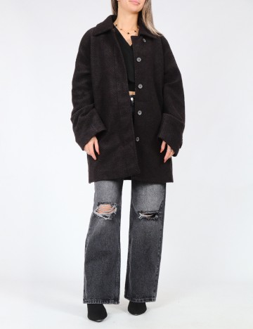 
						Palton Only, maro/negru