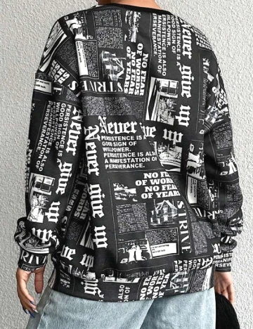 Bluza Oversize SHEIN, negru/alb Negru