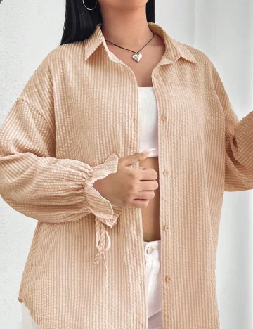 Camasa SHEIN CURVE, alb/maro Maro