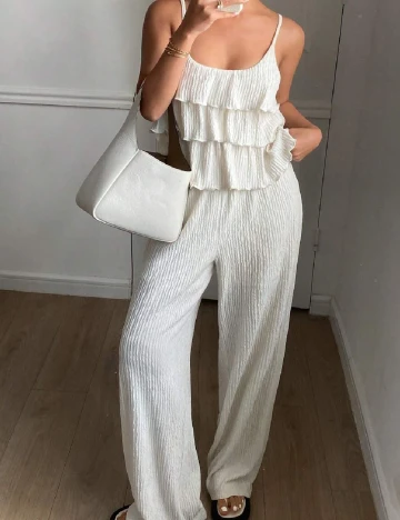 Pantaloni Dazy, ecru Alb