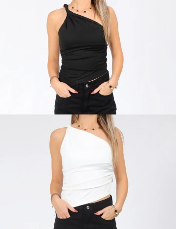 Set topuri 2 bucati SHEIN, alb/negru Alb