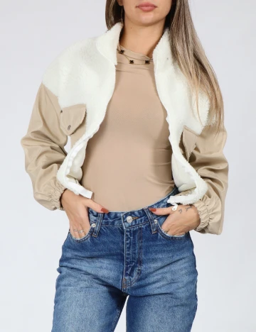 Jacheta SHEIN, ecru/crem Alb