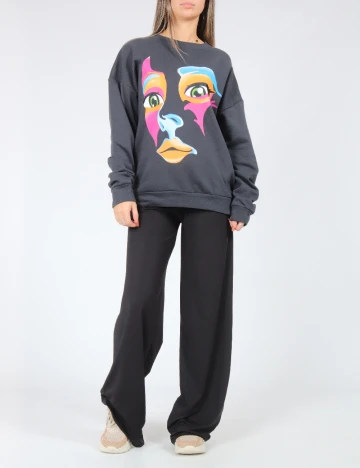 Bluza Oversize SHEIN, gri inchis Gri