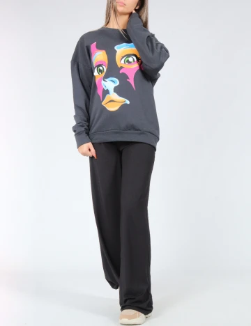 Bluza Oversize SHEIN, gri inchis Gri