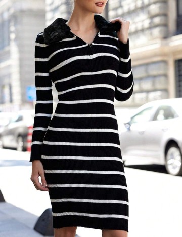 Rochie medie SHEIN, alb/negru