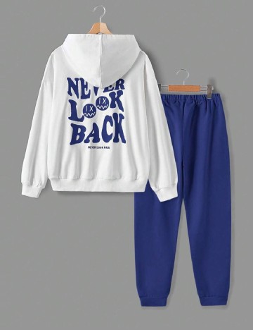 Compleu Shein Kids, alb/albastru