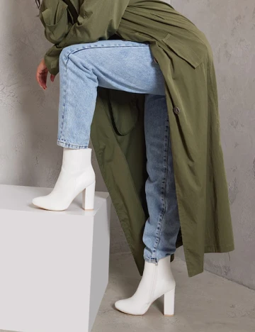 Botine PrettyLittleThing, alb Alb