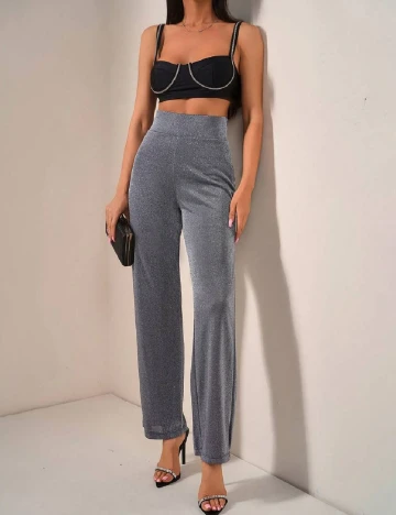 Pantaloni SHEIN, argintiu