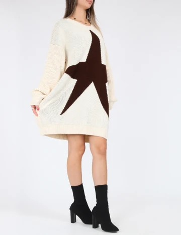 Pulover Oversize SHEIN, crem/maro