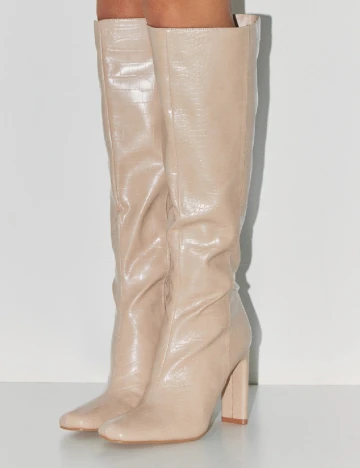 Cizme PrettyLittleThing, crem