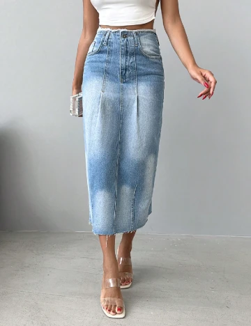 Fusta SHEIN, albastru deschis Albastru