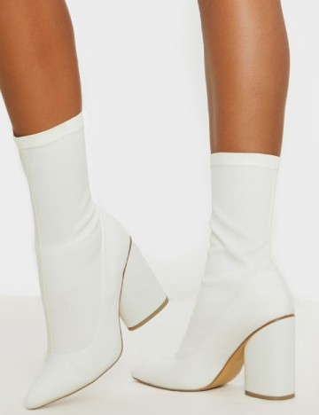 Botine PrettyLittleThing, alb