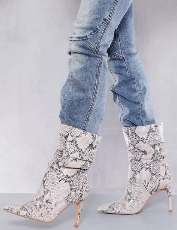 Botine PrettyLittleThing, imprimeu sarpe Animal print