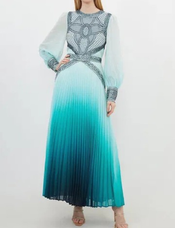
						Rochie lunga Karen Millen, turcoaz/alb
