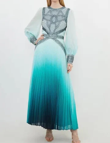 Rochie lunga Karen Millen, turcoaz/alb