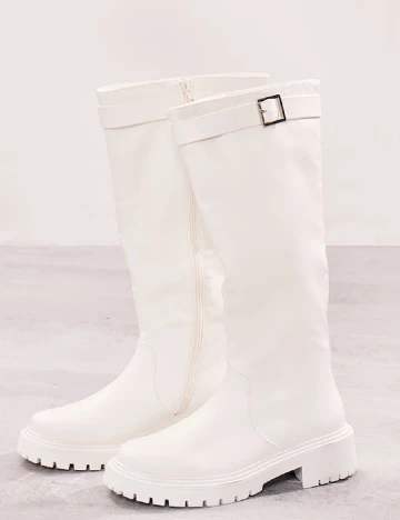 Cizme PrettyLittleThing, alb