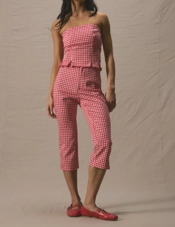 Pantaloni trei sferturi SHEIN, rosu