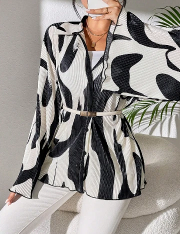 Camasa SHEIN, alb/negru