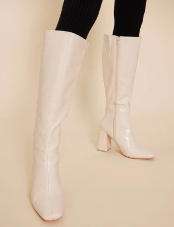 Cizme PrettyLittleThing, ecru
