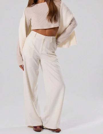 Pantaloni Musera, ecru Alb