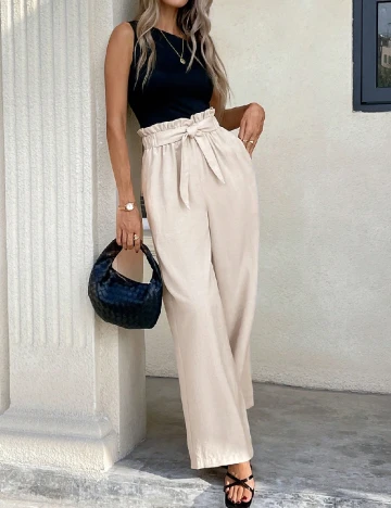 Pantaloni SHEIN, ecru Alb