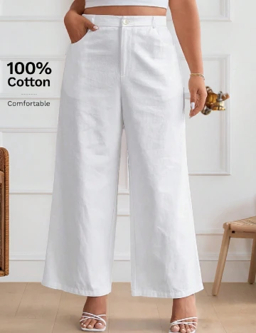 Pantaloni SHEIN CURVE, alb Alb