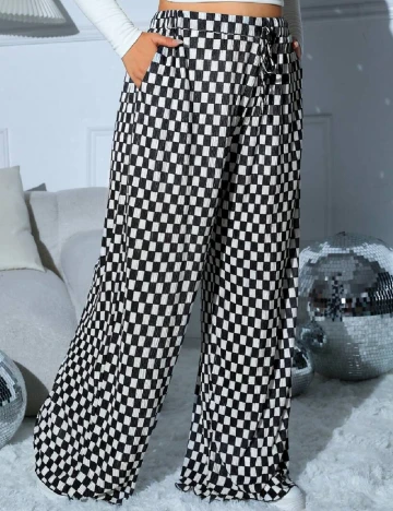 Pantaloni SHEIN CURVE, negru/alb