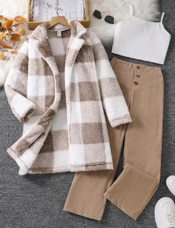 Compleu Shein Kids, maro/alb