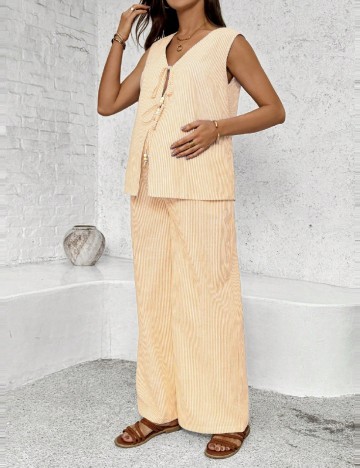 
						Compleu SHEIN Maternity, galben/alb