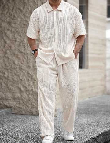 Compleu SHEIN Plus Size Men, ecru Alb