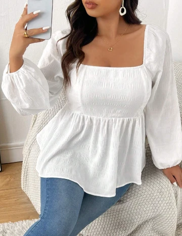 Bluza SHEIN CURVE, alb Alb