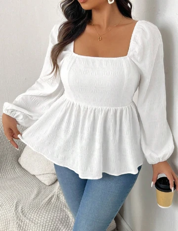 Bluza SHEIN CURVE, alb Alb