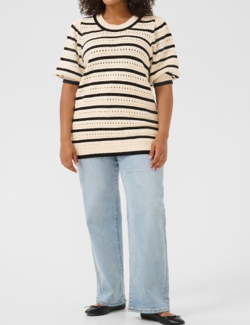 Bluza Kaffe Curve, crem/negru