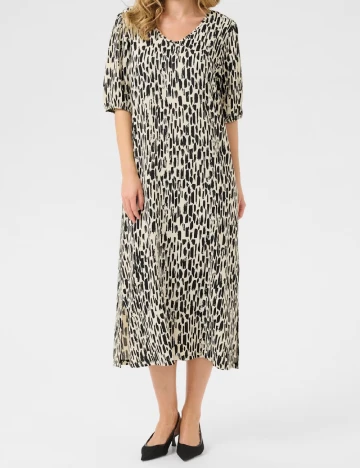 Rochie medie Bon a Parte, crem/negru Crem