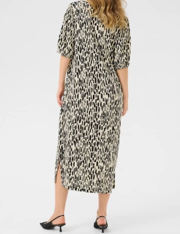 Rochie medie Bon a Parte, crem/negru Crem