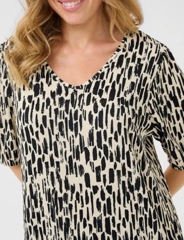 Rochie medie Bon a Parte, crem/negru Crem