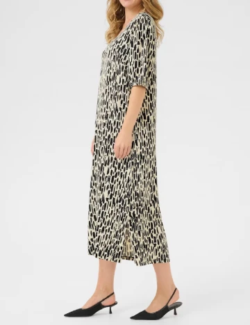 Rochie medie Bon a Parte, crem/negru Crem