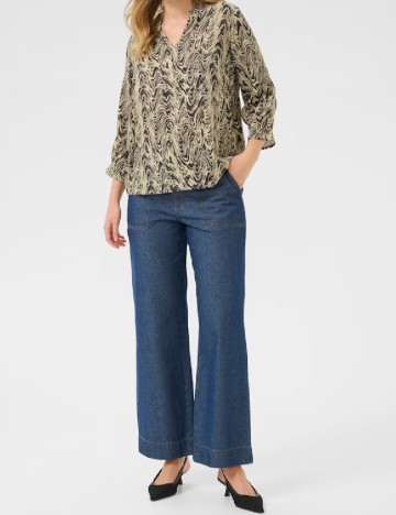 Bluza Kaffe, crem/negru