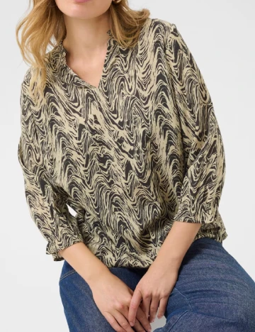 Bluza Kaffe, crem/negru