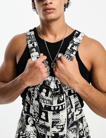 Salopeta ASOS, alb/negru