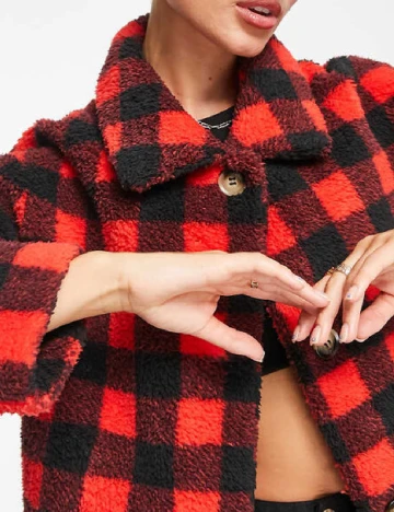 Jacheta Unreal Fur, rosu/negru