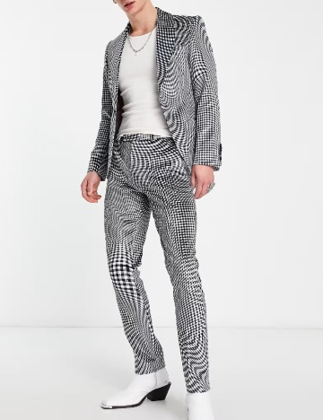 
						Sacou TWISTED TAILOR, alb/negru