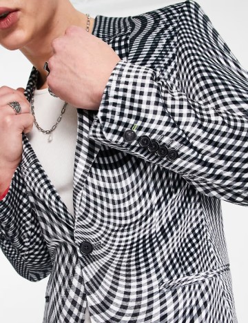 Sacou TWISTED TAILOR, alb/negru