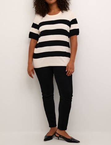 Bluza Kaffe Curve, alb/negru