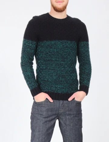 Pulover Bershka, bleumarin/verde