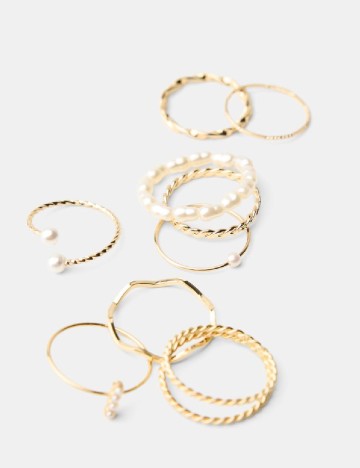 Set Inele 9 bucati Bershka, auriu