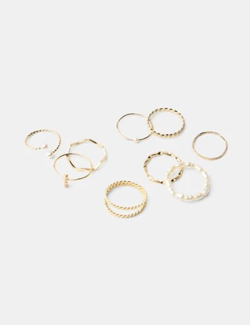 Set Inele 9 bucati Bershka, auriu