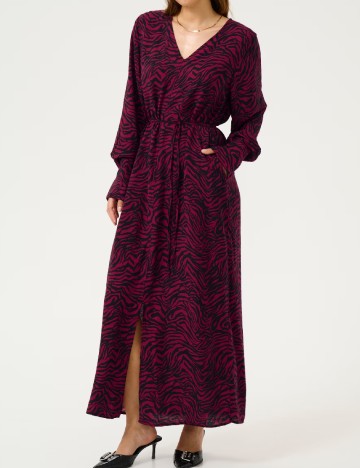 Rochie lunga Kaffe, negru/roz